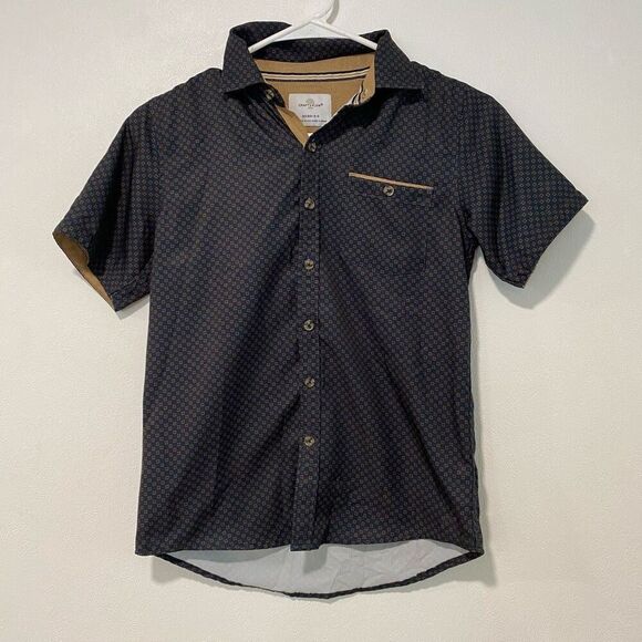 Craft + Flow Boys Button Down Shirt Size 8 Small | Navy Geometric Print - Picture 1 of 4